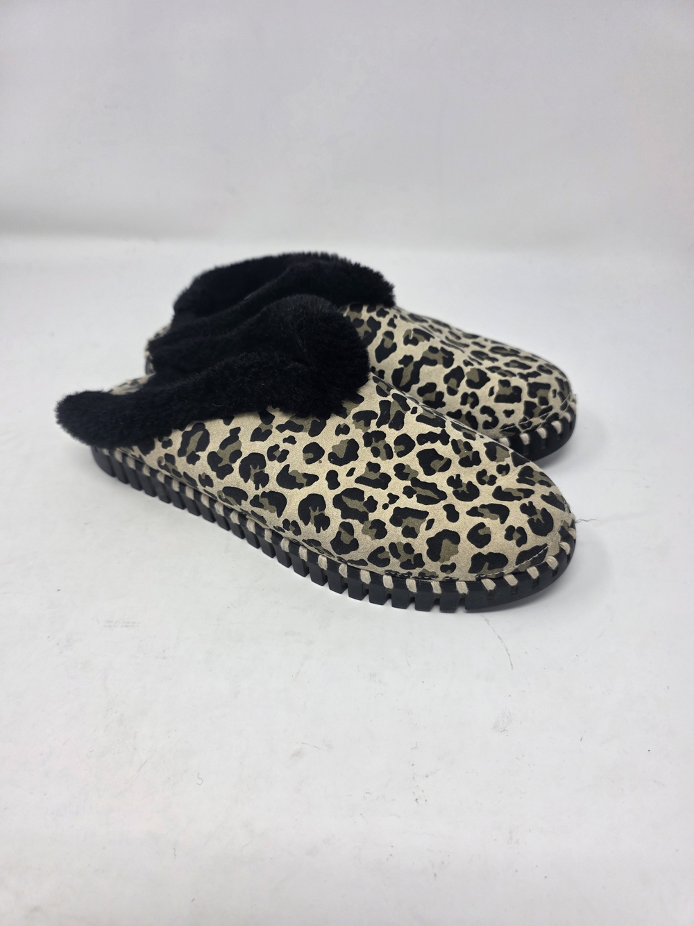 Ilse Jacobsen Tulip Leopard Print Faux Shearling Mule Slippers Sz 40 US 9-9.5